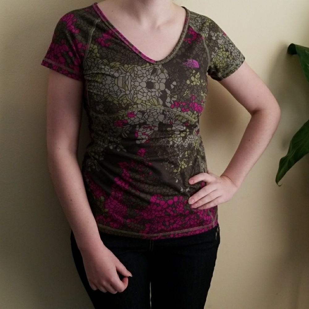The North Face Green and Purple Shirt